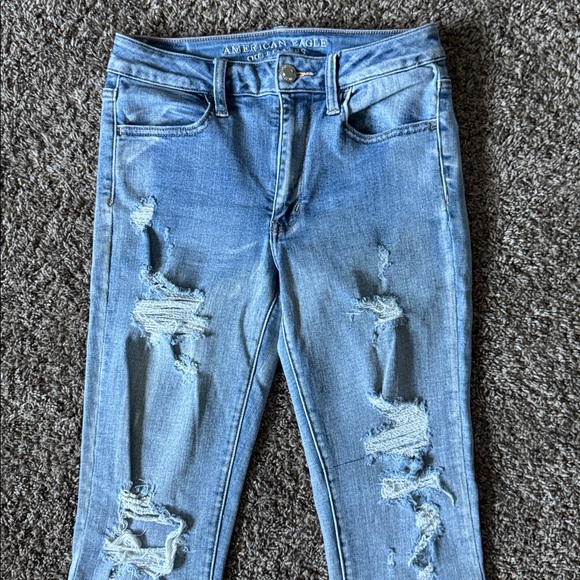 American Eagle High Rise Super Super Stretch Denim Jeans Size 8 Regular - Picture 2 of 9